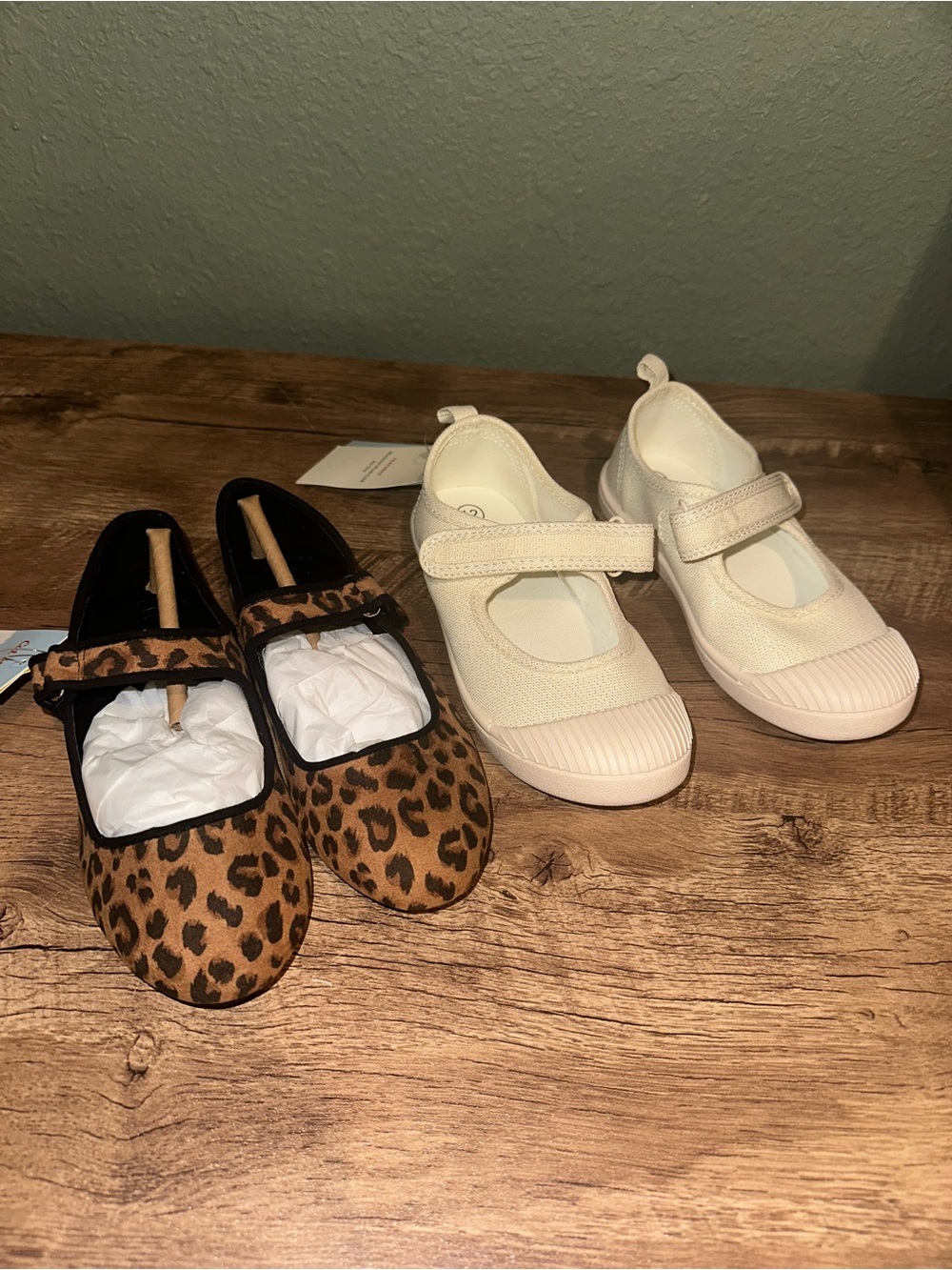 Cat & Jack Girls' Leopard Mary Janes and Cream Mary Janes
